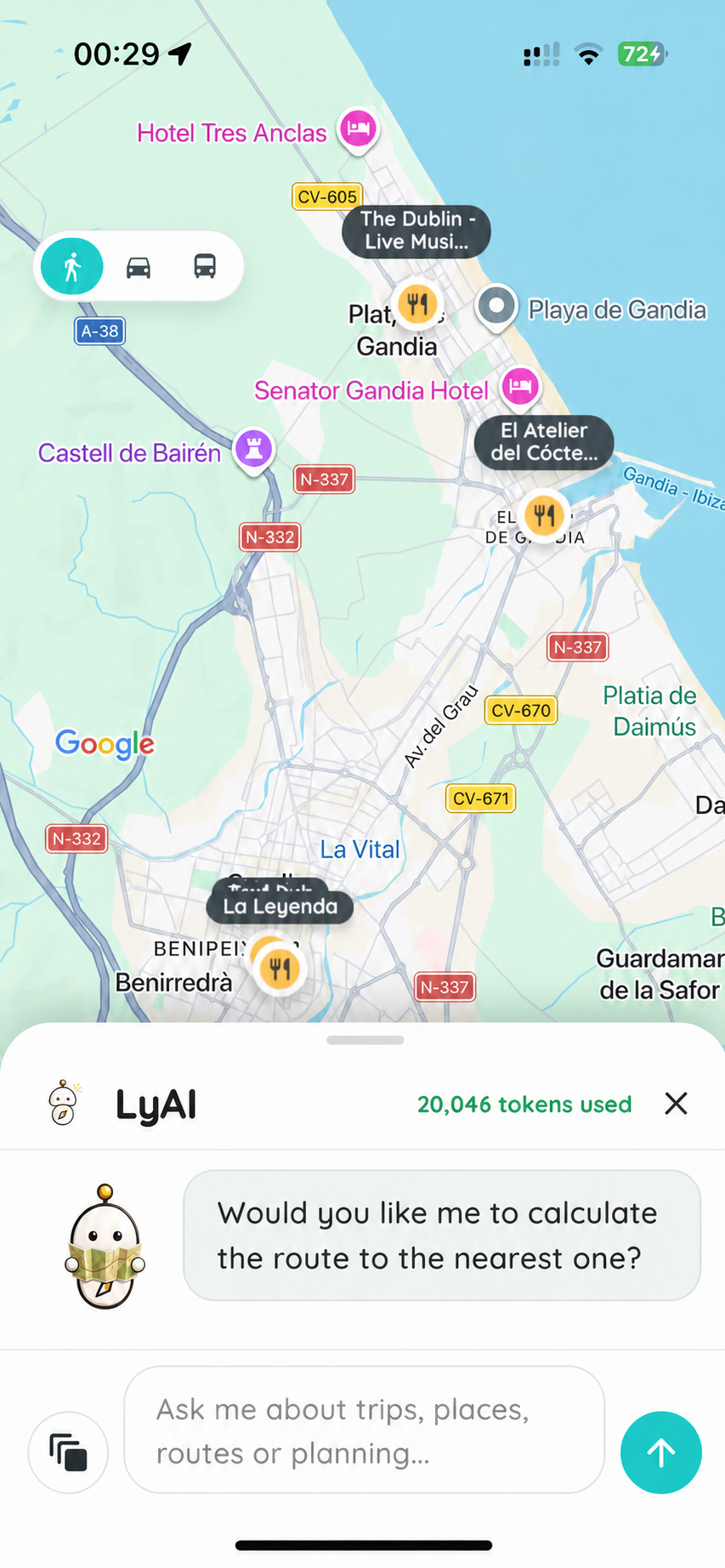 LyAI offering directions to the nearest pub